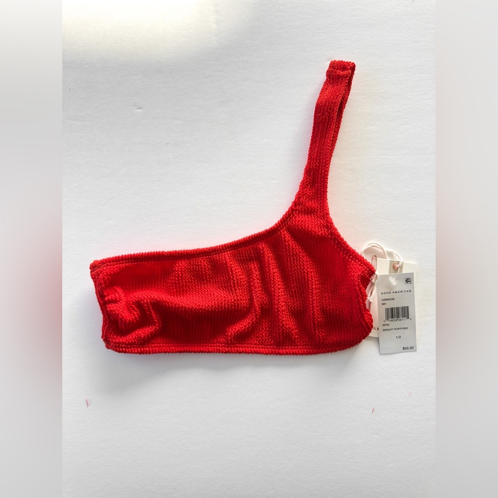 Good American Always Fits Bright Poppy Bikini Top, New With Tags